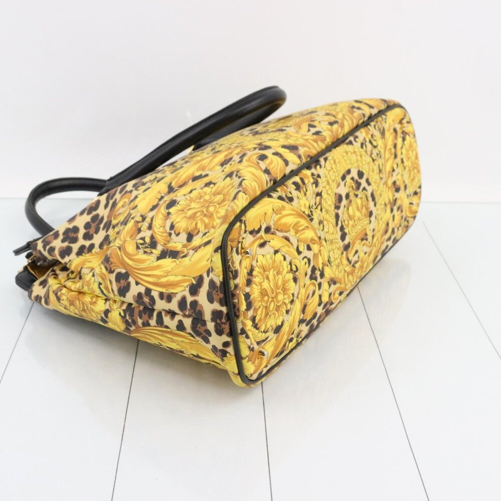Versace Black and Gold Baroque Leopard Satchel - Picture 3 of 9